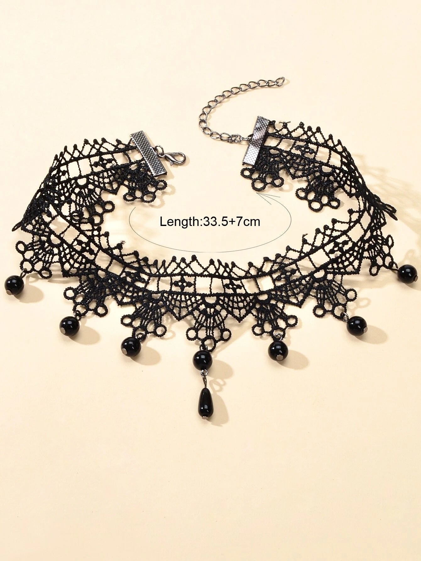 Gothic Black Lace Flower Halloween Water Drop Punk 90s Tattoo Choker Necklace-1