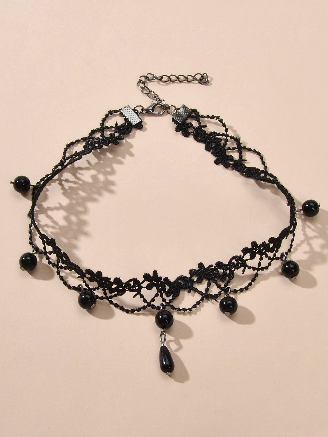 Black Lace Choker Water Drop Gothic Necklace Punk Collar Halloween Jewellery-2