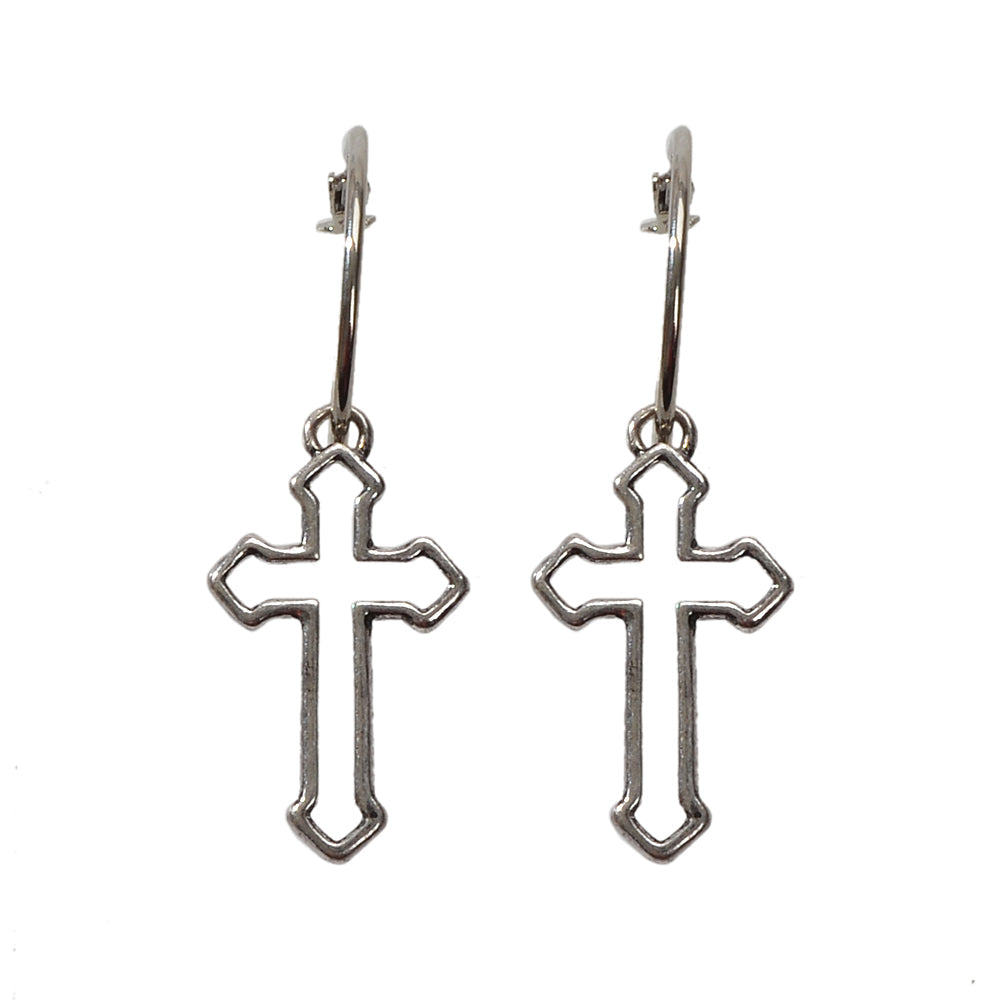 Punk Jewellery Silver Cross Statement Hoop Earrings Fashion Women Accessories-1