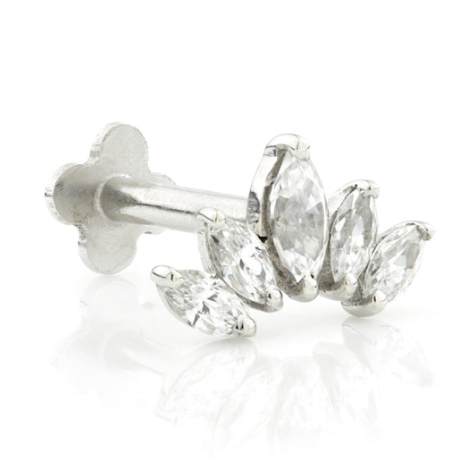 Crescent Marquise Flatback Stud with Gemstones