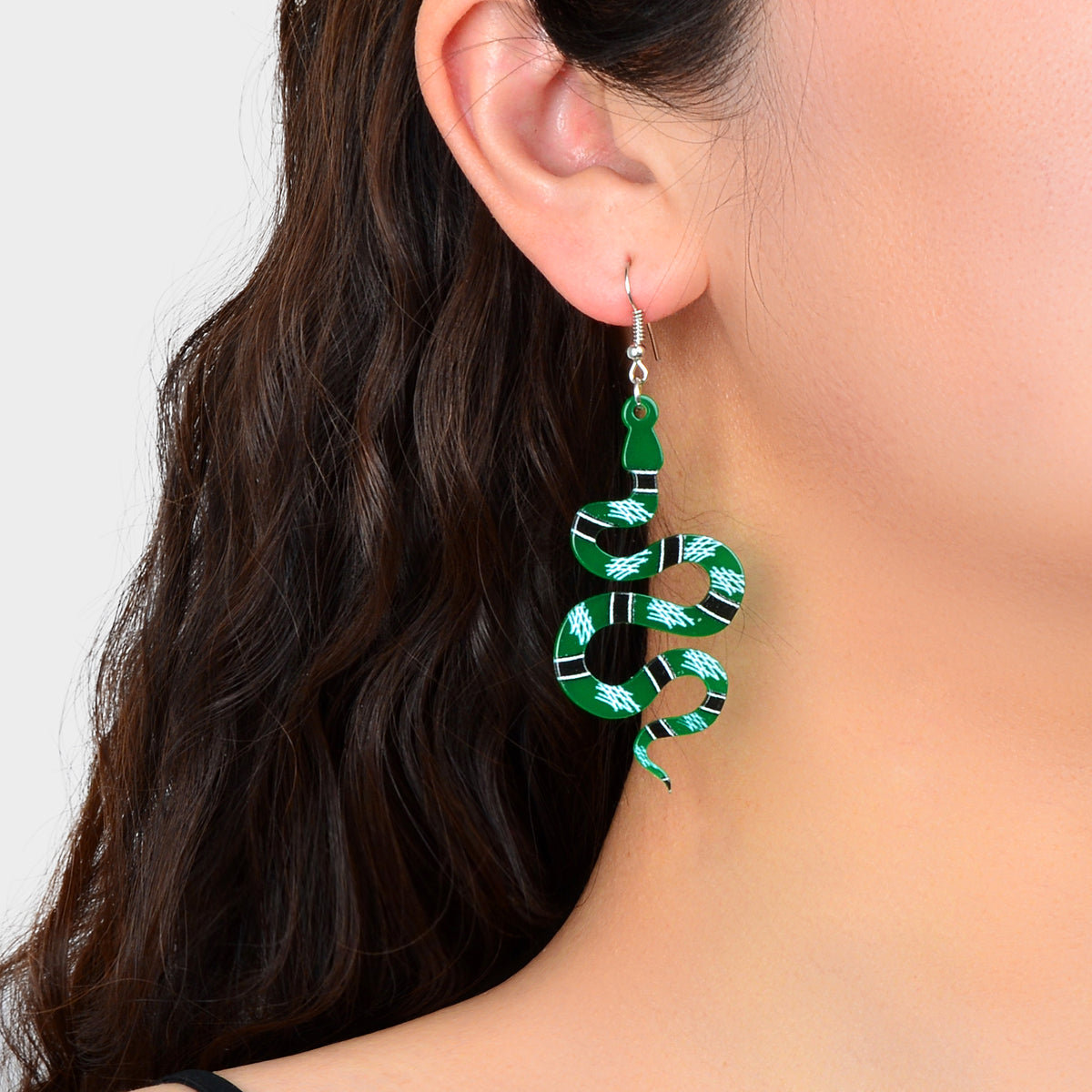 Unique Multicolor Acrylic Snake Dangle Statement Punk Weird Earrings Ear Jewelry-4