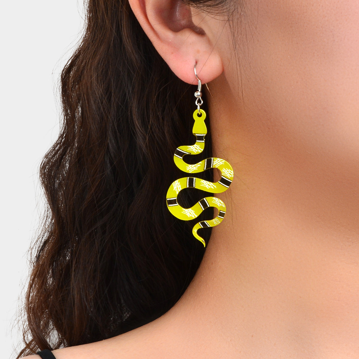 Unique Multicolor Acrylic Snake Dangle Statement Punk Weird Earrings Ear Jewelry-5