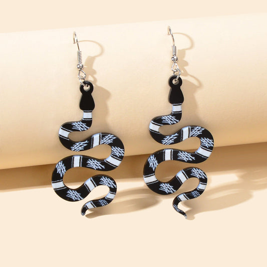 Unique Multicolor Acrylic Snake Dangle Statement Punk Weird Earrings Ear Jewelry-0