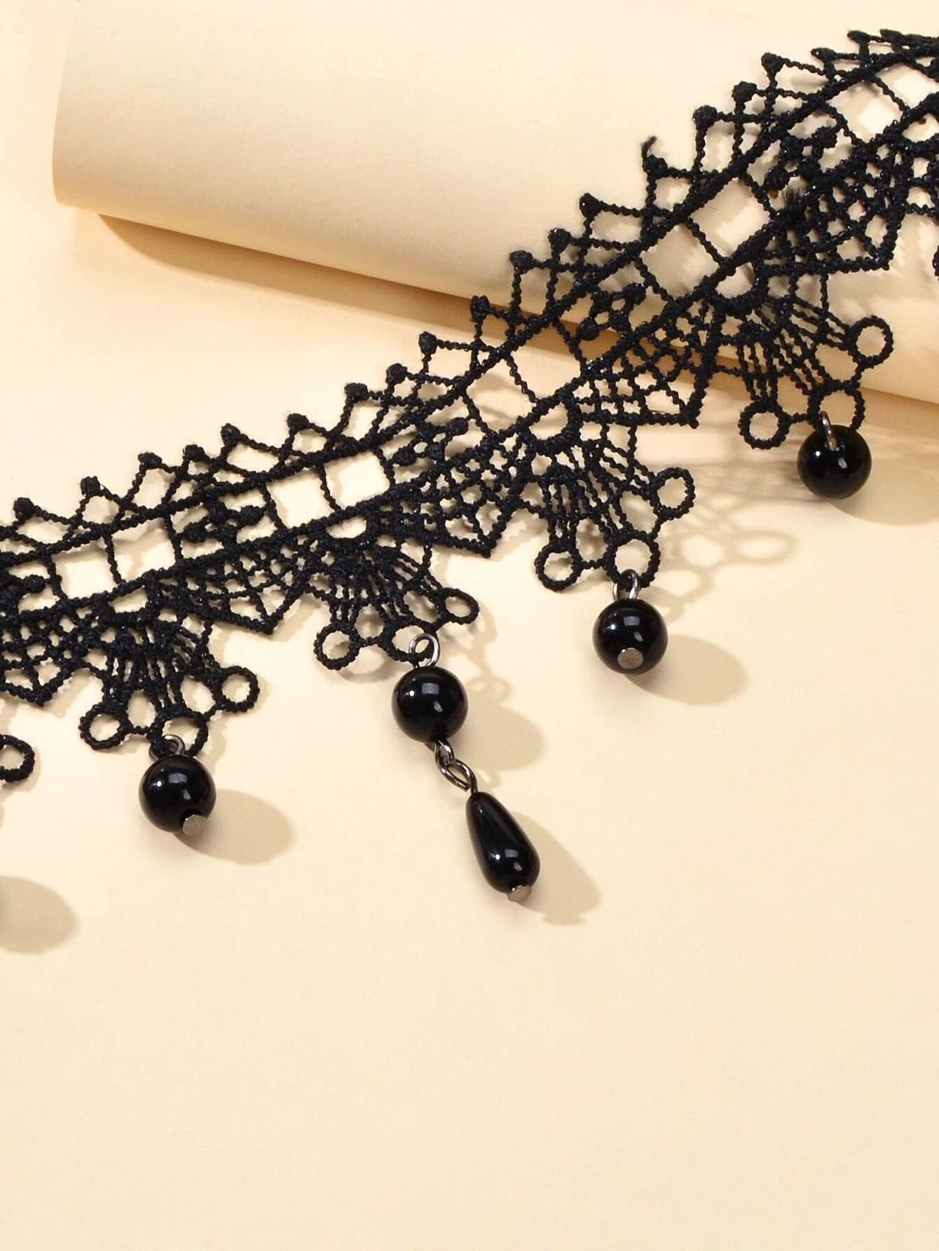 Gothic Black Lace Flower Halloween Water Drop Punk 90s Tattoo Choker Necklace-2