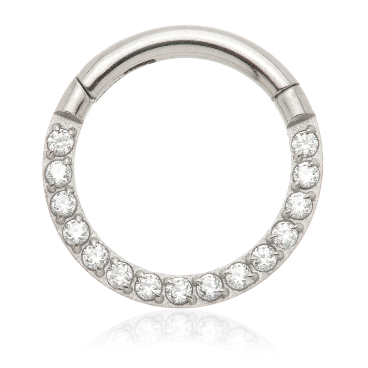 Niobium Pavé Gems Hinged Daith Ring 1.2mm Gauge