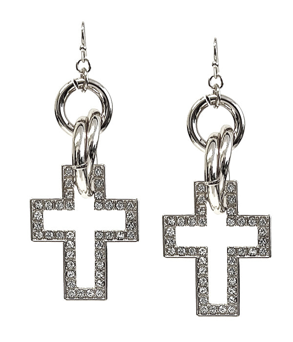 CRYSTAL CROSS EARRING-0