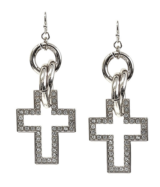 CRYSTAL CROSS EARRING-0