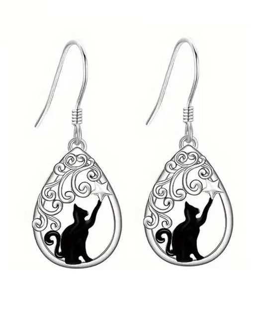 CAT TEARDROP EARRING-0