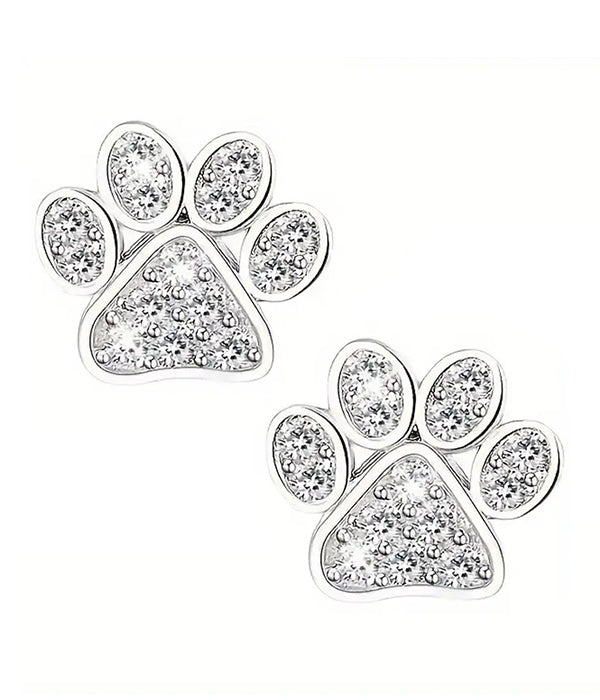 RHINSTONE PAW EARRING-0