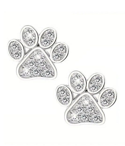 RHINSTONE PAW EARRING-0